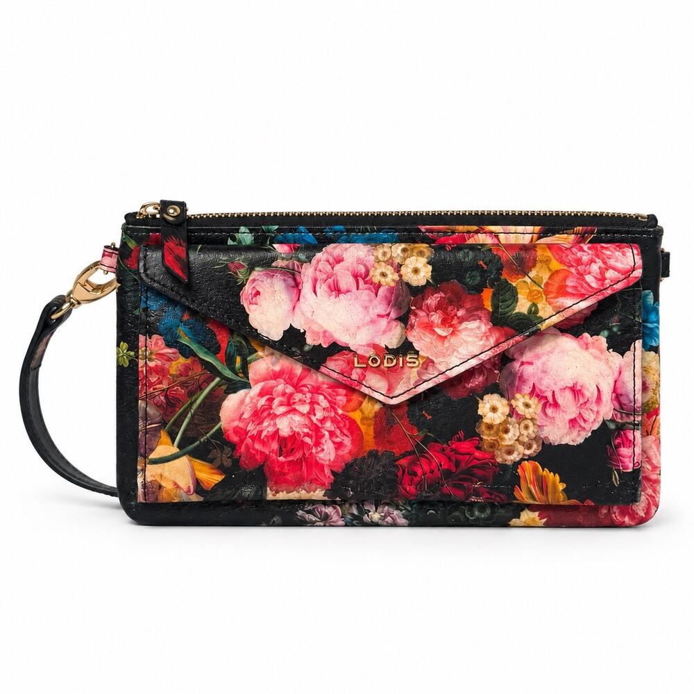 Lodis Floral Wristlet Crossbody Bag Multicolor Leather Wallet Clutch Womens Boho